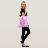Roze crème met Canvas tas van de schedel en de tra (Op model)