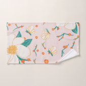 Roze crème naadloos botanisch patroon bad handdoek (Handdoek)