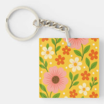Roze, crème & oranje bloemen met groene bladeren