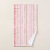 Roze Crème Strepen Bad Handdoek (Handdoek)