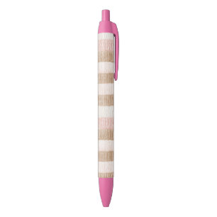 Roze Crème Tane Strepen Zwarte Inkt Pen