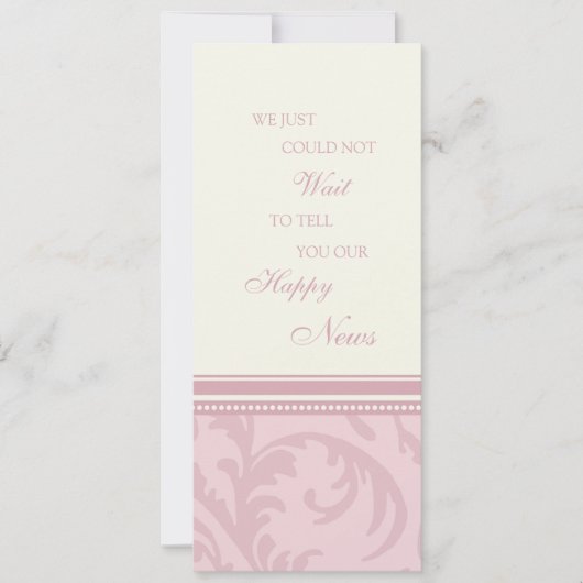 Roze Crème Trouwkaart Kaarten voor Elopement Aanko (Voorkant)