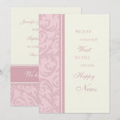 Roze Crème Trouwkaart Kaarten voor Elopement Aanko (Voorkant / Achterkant)