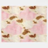Roze crème wit bruin Koeienhuid Fleece Deken (Voorkant (Horizontaal))