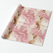 Roze crème wit dier cadeaupapier (Uitgerold)