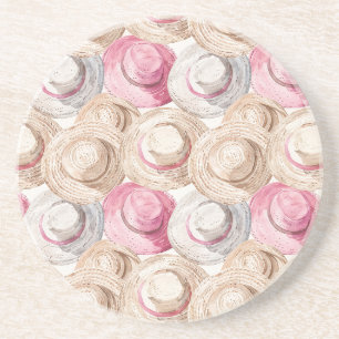 Roze Crème Witte Strohoeden Zandsteen Onderzetter
