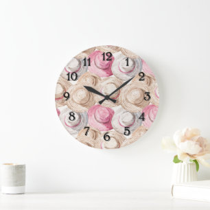 Roze Crème Witte Strooien Hoeden Grote Klok
