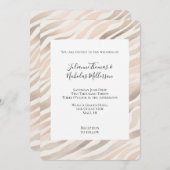 Roze Crème Zebra Animal Print Wedding Kaart (Voorkant / Achterkant)