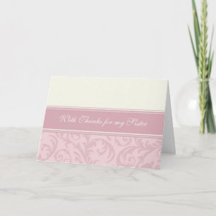 Roze Crème Zuster Dank Je Wel Matrone of Eer Card Bedankkaart