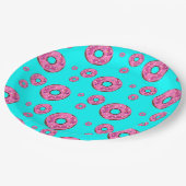 Roze crèmedonuts papieren bordje (Gekanteld)