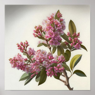 Roze Crêpe Myrtle Flowers Art Print Poster