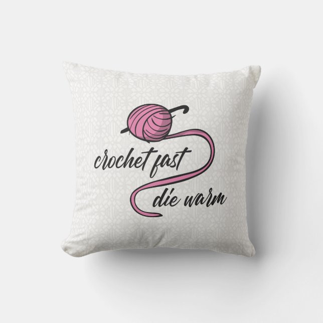 Roze Crochet Fast, Die Warm Kussen (Voorkant)