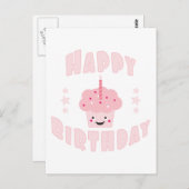 Roze crupcake briefkaart (Voorkant / Achterkant)