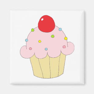 Roze crupcake magneet