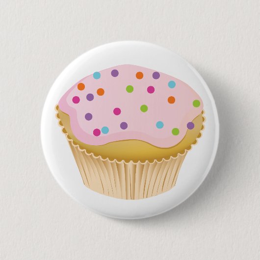 Roze crupcake ronde button 5,7 cm (Voorkant)