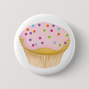 Roze crupcake ronde button 5,7 cm