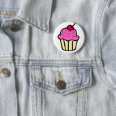 Roze crupcake ronde button 5,7 cm (In situ)