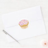 Roze crupcake ronde sticker (Envelop)