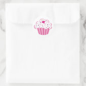 Roze crupcake ronde sticker (Tas)