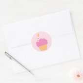 Roze crupcake ronde sticker (Envelop)