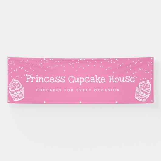 Roze crupcake spandoek (Horizontaal)
