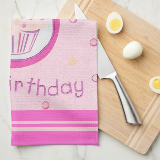 Roze crupcake theedoek (Quarter Fold)