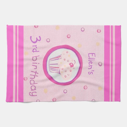 Roze crupcake theedoek (Horizontaal)