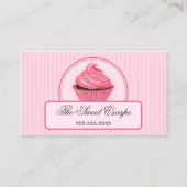Roze crupcake visitekaartje (Voorkant)