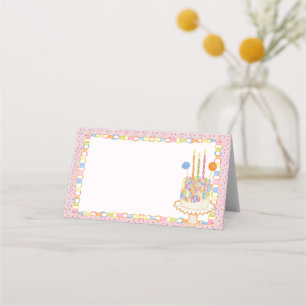 Roze Cue de Confetti Verjaardagsfeest Tafelkaart