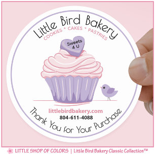 Roze Cupcake Aanpasbare Bakkerij Bedankt Ronde Sticker