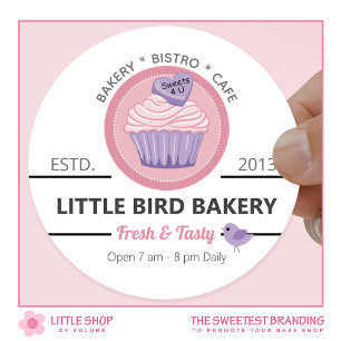 Roze Cupcake Bakkerij Aanpasbaar Ronde Sticker