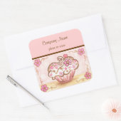 Roze Cupcake Bakkerij Zakelijke Stickers (Envelop)