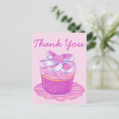 Roze Cupcake bord bedank kaart (Staand voorkant)