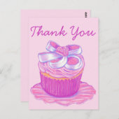 Roze Cupcake Bord Bedankt Ansichtkaart Briefkaart (Voorkant / Achterkant)