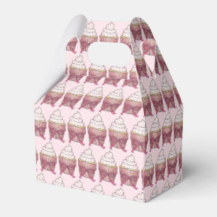Roze Cupcake Bow Sprinkles Weddenschap Vrijgezelle Bedankdoosjes