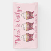 Roze Cupcake Bow Sprinkles Weddenschap Vrijgezelle Spandoek (Verticaal)