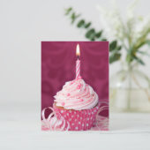 Roze cupcake briefkaart (Staand voorkant)
