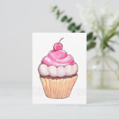 Roze cupcake briefkaart (Staand voorkant)