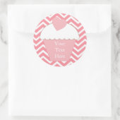 Roze Cupcake Chevron Ronde Sticker (Tas)