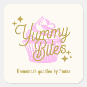 Roze cupcake doos label