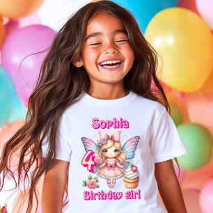Roze cupcake fee vlinder verjaardag t-shirt