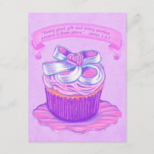 Roze cupcake~Good Cadeauscript Briefkaart (Voorkant)