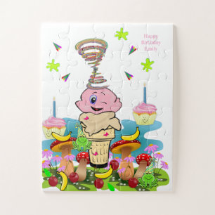Roze Cupcake Happy Birthday Cupcake Puzzels 