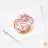 Roze Cupcake Heart Flower Stickers (Envelop)