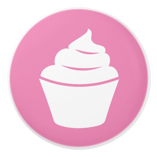 Roze cupcake keramische deur of lade pull knop (Voorkant)