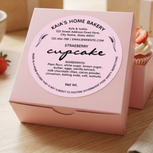 Roze Cupcake Label Cottage Bakkerij Verpakking