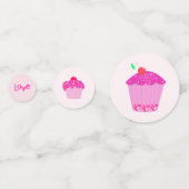 Roze Cupcake Liefde Confetti (Voorkanten)