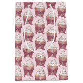 Roze Cupcake Lint Strooidecoratie Bruidsfeest Medium Cadeauzakje (Voorkant)