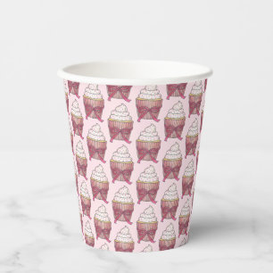 Roze Cupcake Lint Strooigoed Bruiloft Bruidsfeest Papieren Bekers