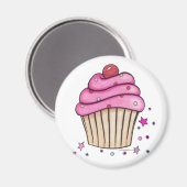 Roze cupcake Magnet Magneet (Voorkant / Achterkant)